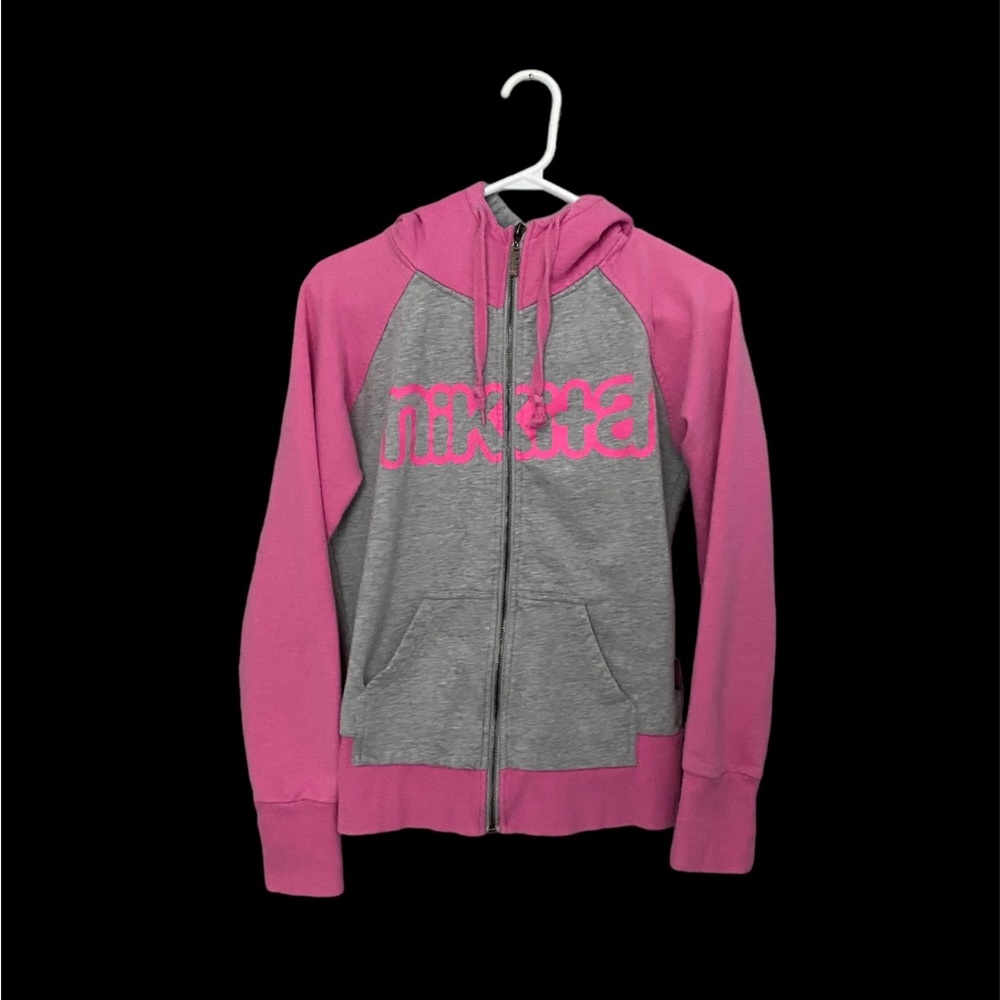 Vintage Nikita Pink and Gray Zip Up Hoodie Size S